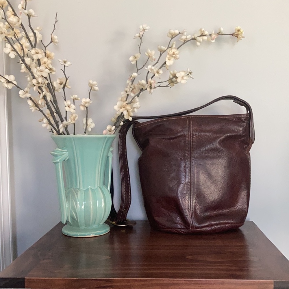 Handcrafted Brown Leather Bucket Bag